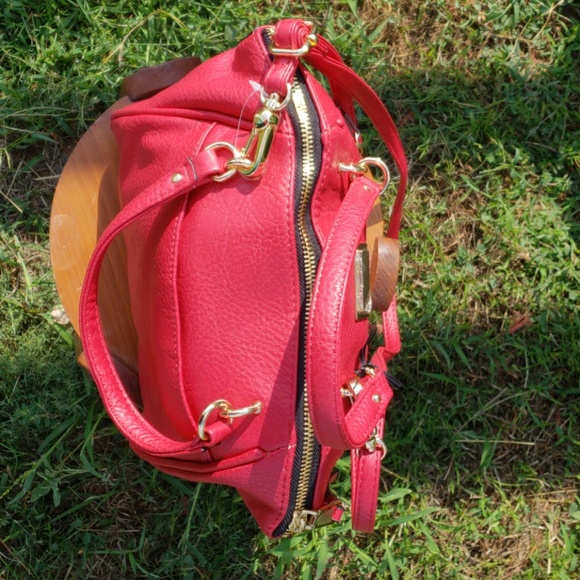 Juicy Couture Diagonal Zipper Satchel Leather Red - Picture 5 of 8